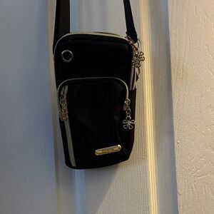 Black Crossbody Bag with Gold Accents